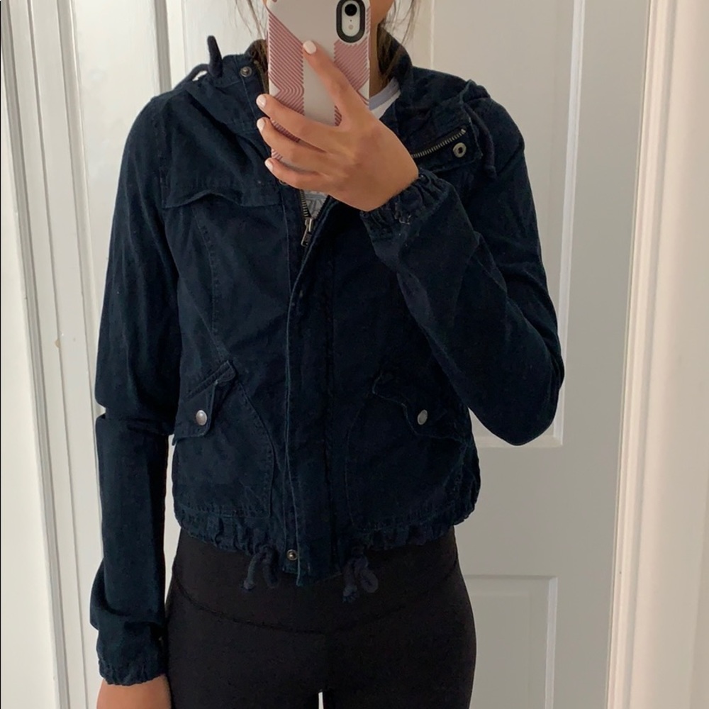 Hollister navy cropped cargo jacket